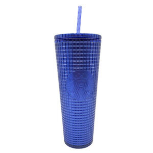Starbucks 2023 Blueberry Glitter Grid 24oz Venti Cup Tumbler W/ Straw 011143254